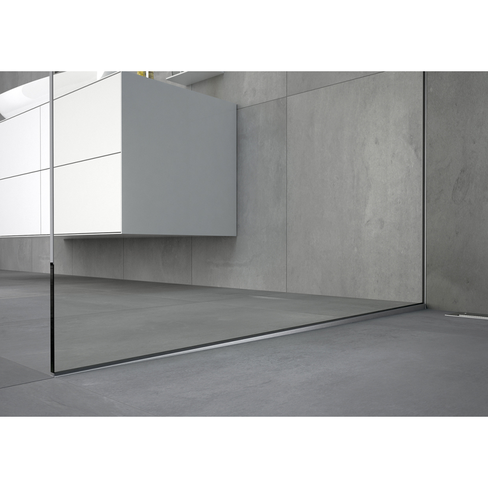 X88 Free UP1 Freistehende Seitenwand mit Wand-UP-Profil, Glas auf den Boden geklebt